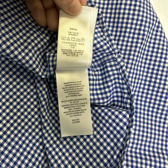 Ralph Lauren Blue Gingham Check Button-Down Shirt - Size M - Picture 10 of 10